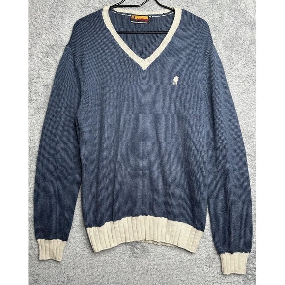 Vintage Brooklyn Industries Wool Alpaca Blend Gray Blue‎  V Neck Sweater Men XL - Picture 1 of 10